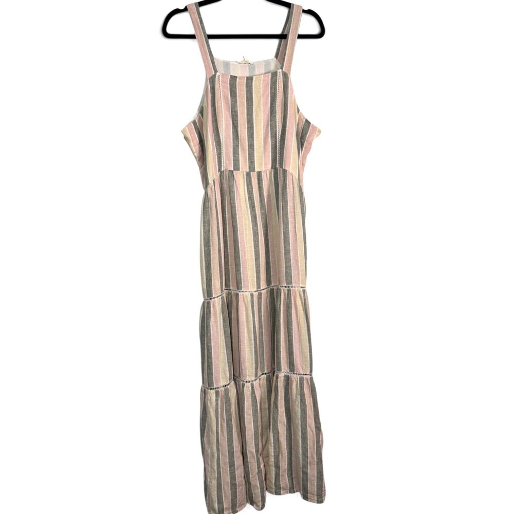 Caslon Nordstrom Striped Tiered Maxi Dress Linen Summer Resort Beach Brunch